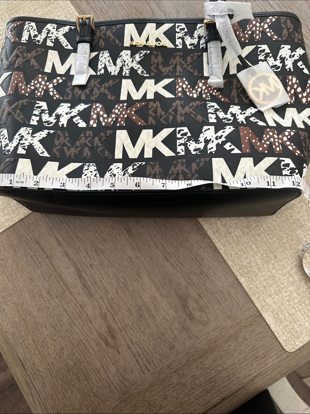 Michael Kors Black, Brown & White Logo Print Tote - Picture 7 of 10